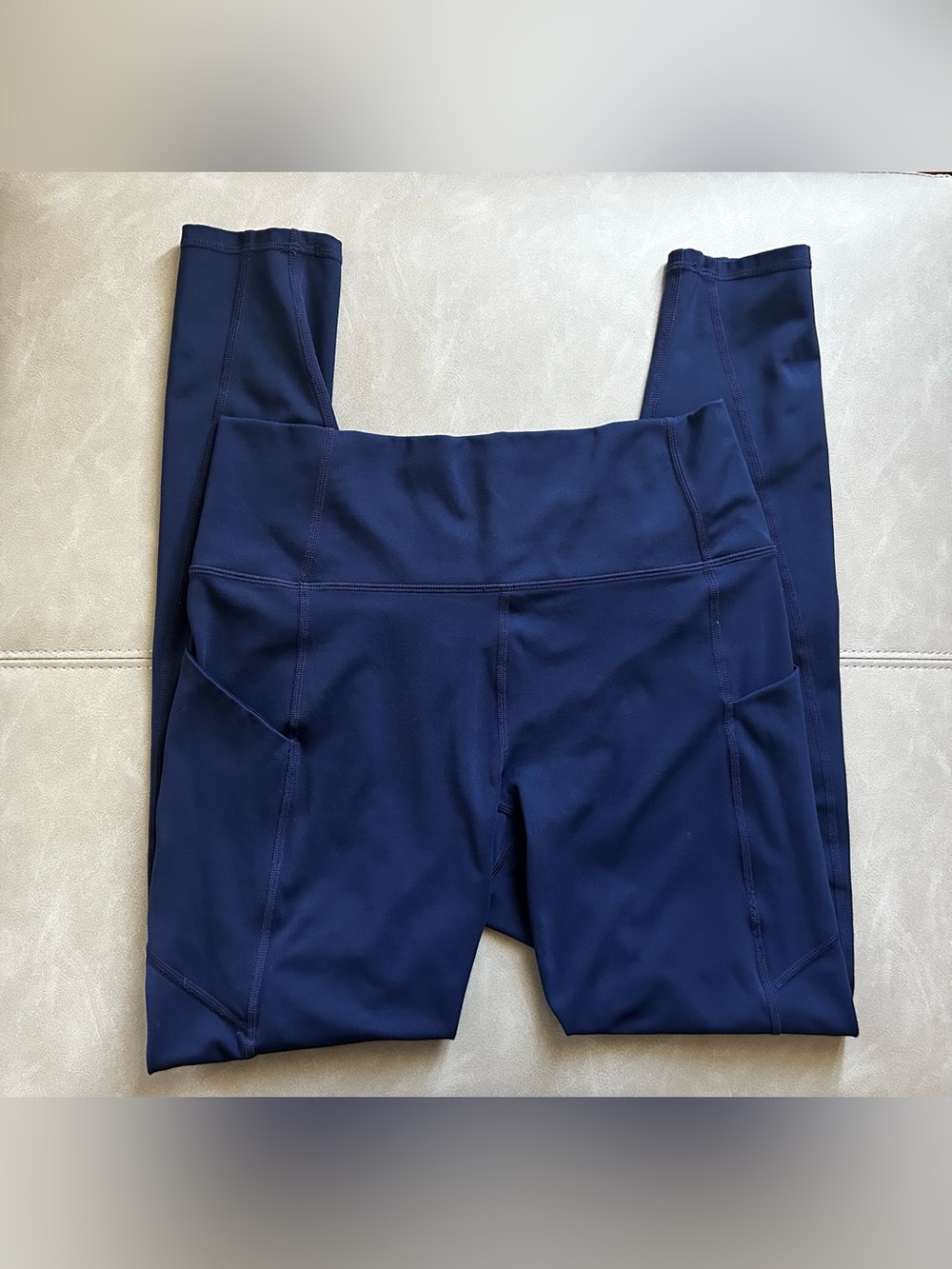 Fabletics PureLuxe Navy High-Waist Performance Leggings with Side Pockets